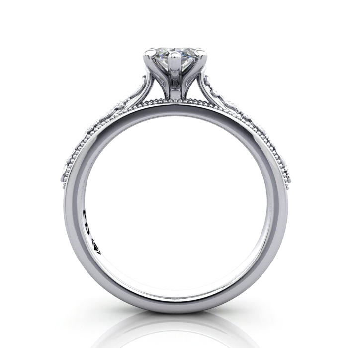Marquise Cut Vintage Diamond Ring White Gold RV2 TF