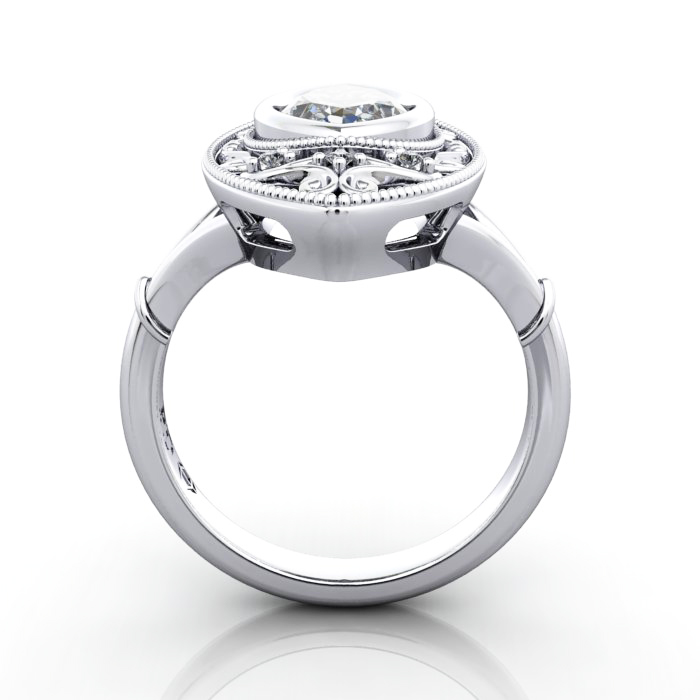 Marquise Cut Vintage Diamond Ring White Gold RV5 TF Marquise Cut Vintage Diamond Ring White Gold RV5 TF