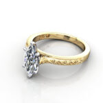 Marquise Cut Vintage Diamond Ring Yellow Gold RV2 LF