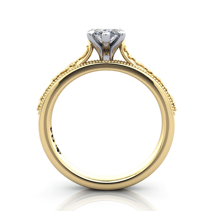 Marquise Cut Vintage Diamond Ring Yellow Gold RV2 TF