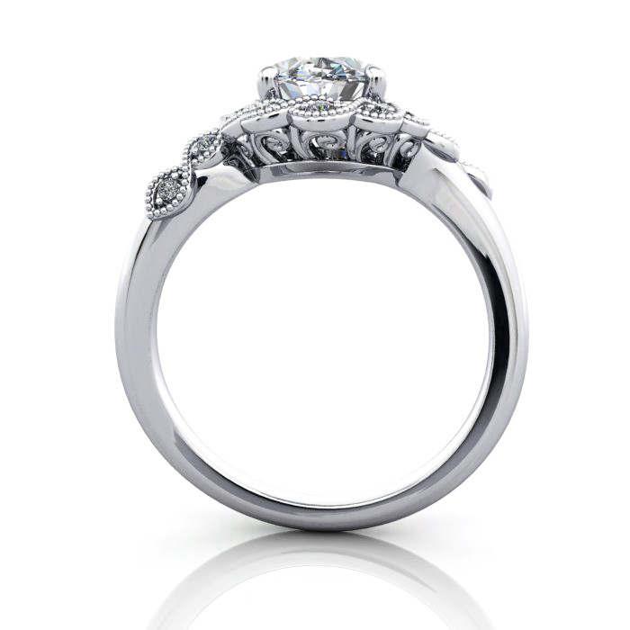 Oval Cut Vintage Diamond Ring Platinum RV6 TF