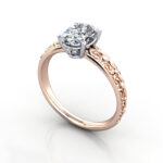 Oval Cut Vintage Diamond Ring Rose Gold RV1 3D Oval Cut Vintage Diamond Ring Rose Gold RV1 3D