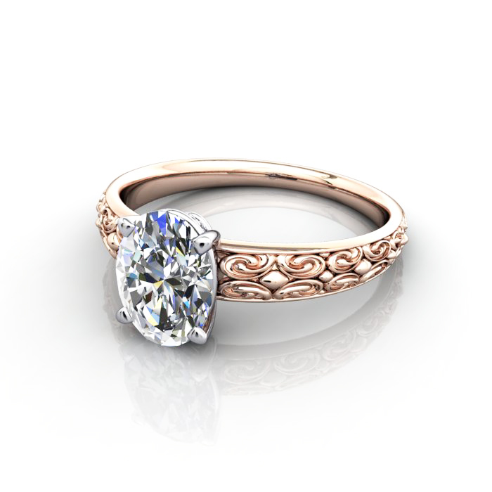 Oval Cut Vintage Diamond Ring Rose Gold RV1 LF Oval Cut Vintage Diamond Ring Rose Gold RV1 LF
