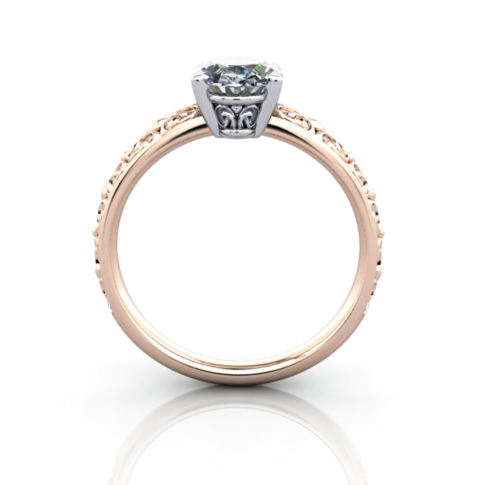 Oval Cut Vintage Diamond Ring Rose Gold RV1 TF Oval Cut Vintage Diamond Ring Rose Gold RV1 TF