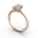 Oval Cut Vintage Diamond Ring Rose Gold RV3 3D