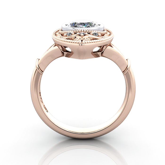 Oval Cut Vintage Diamond Ring Rose Gold RV5 TF