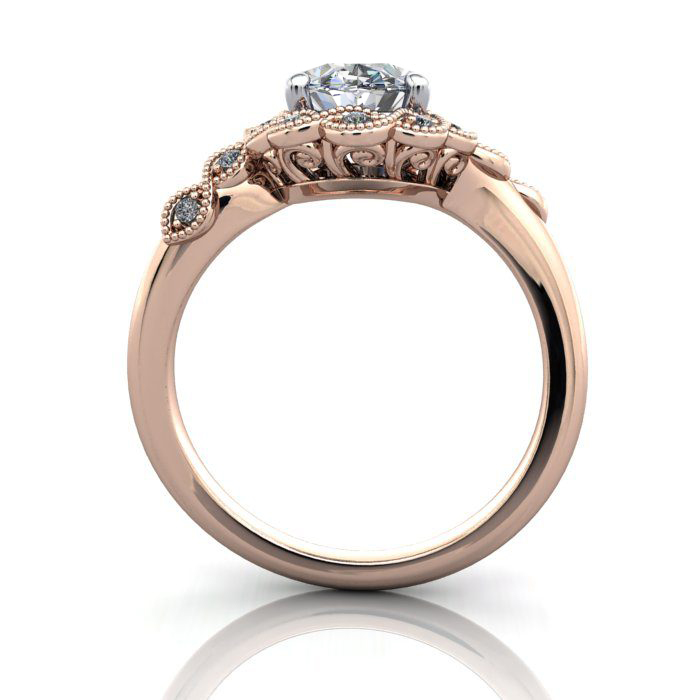 Oval Cut Vintage Diamond Ring Rose Gold RV6 TF Oval Cut Vintage Diamond Ring Rose Gold RV6 TF