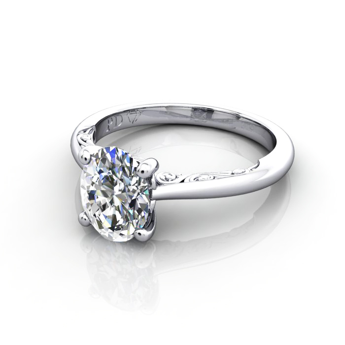 Oval Cut Vintage Diamond Ring White Gold RV3 LF