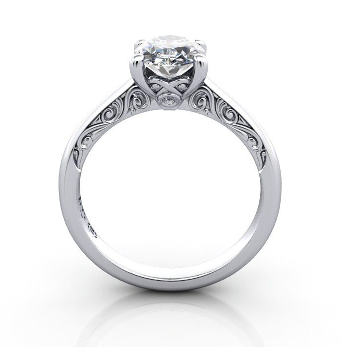 Oval Cut Vintage Diamond Ring White Gold RV3 TF
