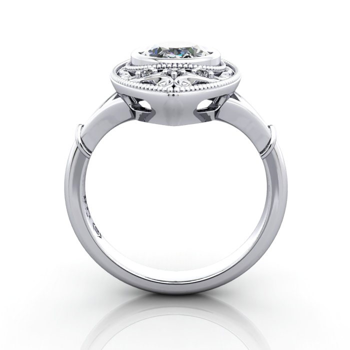 Oval Cut Vintage Diamond Ring White Gold RV5 TF