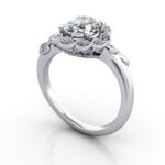 Oval Cut Vintage Diamond Ring White Gold RV6 3D