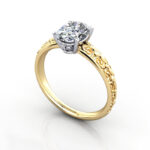 Oval Cut Vintage Diamond Ring Yellow Gold RV1 3D Oval Cut Vintage Diamond Ring Yellow Gold RV1 3D