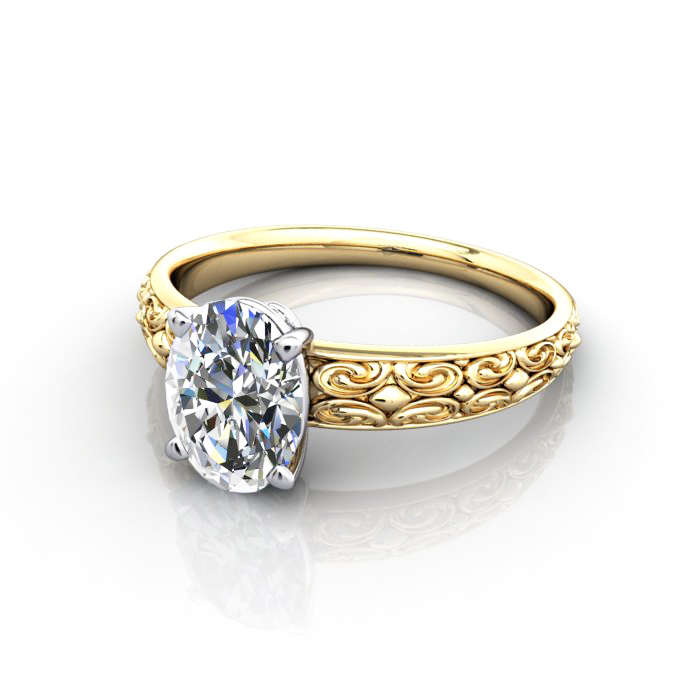 Oval Cut Vintage Diamond Ring Yellow Gold RV1 LF Oval Cut Vintage Diamond Ring Yellow Gold RV1 LF