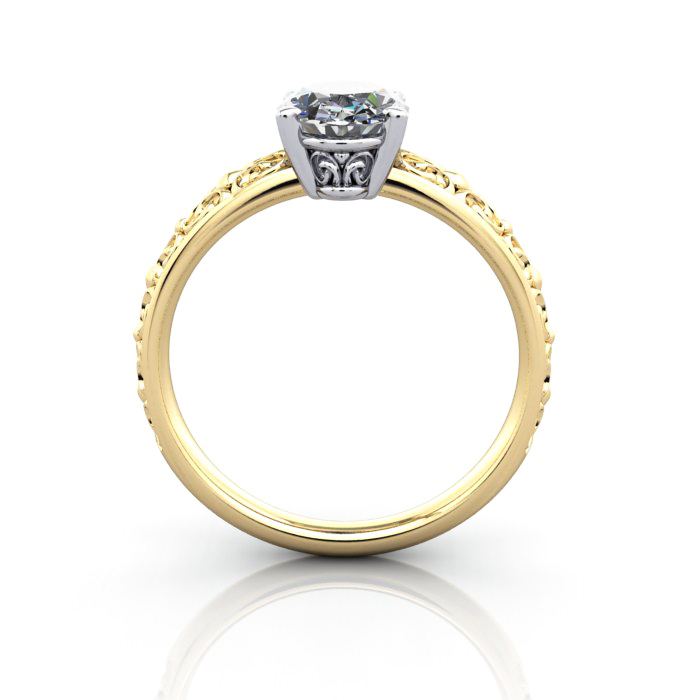 Oval Cut Vintage Diamond Ring Yellow Gold RV1 TF Oval Cut Vintage Diamond Ring Yellow Gold RV1 TF