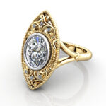 Oval Cut Vintage Diamond Ring Yellow Gold RV5 LF Oval Cut Vintage Diamond Ring Yellow Gold RV5 LF