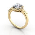 Oval Cut Vintage Diamond Ring Yellow Gold RV6 3D Oval Cut Vintage Diamond Ring Yellow Gold RV6 3D