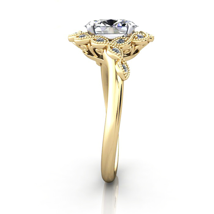 Oval Cut Vintage Diamond Ring Yellow Gold RV6 SV Oval Cut Vintage Diamond Ring Yellow Gold RV6 SV