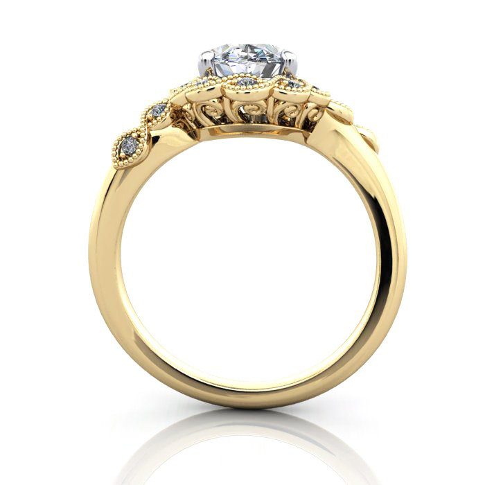 Oval Cut Vintage Diamond Ring Yellow Gold RV6 TF Oval Cut Vintage Diamond Ring Yellow Gold RV6 TF