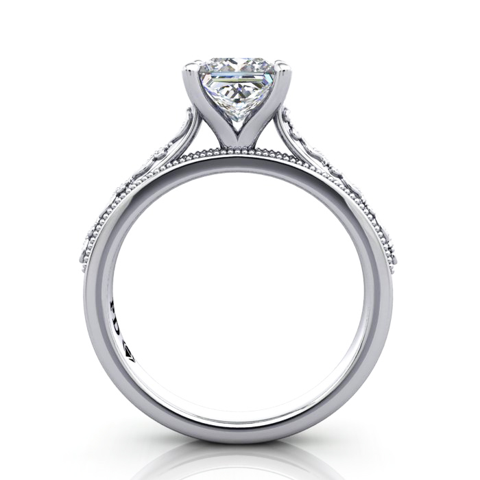 Princess Cut Vintage Diamond Ring Platinum RV2 TF Princess Cut Vintage Diamond Ring Platinum RV2 TF