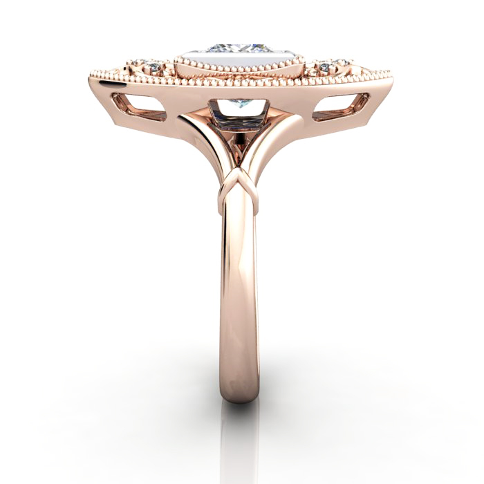 Princess Cut Vintage Diamond Ring Rose Gold RV5 SV Princess Cut Vintage Diamond Ring Rose Gold RV5 SV