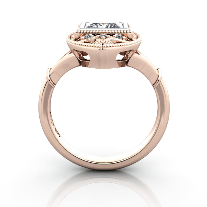 Princess Cut Vintage Diamond Ring Rose Gold RV5 TF Princess Cut Vintage Diamond Ring Rose Gold RV5 TF