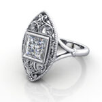 Princess Cut Vintage Diamond Ring White Gold RV5 LF Princess Cut Vintage Diamond Ring White Gold RV5 LF