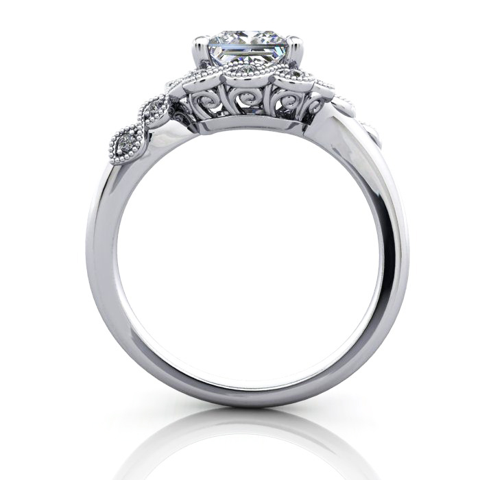 Princess Cut Vintage Diamond Ring White Gold RV6 TF Princess Cut Vintage Diamond Ring White Gold RV6 TF