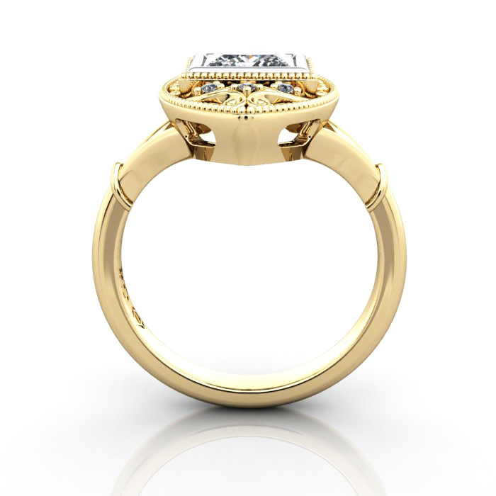 Princess Cut Vintage Diamond Ring Yellow Gold RV5 TF