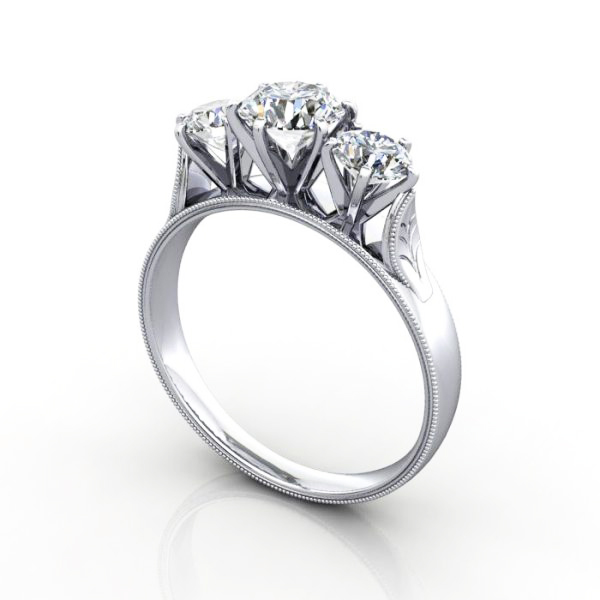 Round Brilliant Vintage Diamond Ring Platinum RV4 3D Round Brilliant Vintage Diamond Ring Platinum RV4 3D