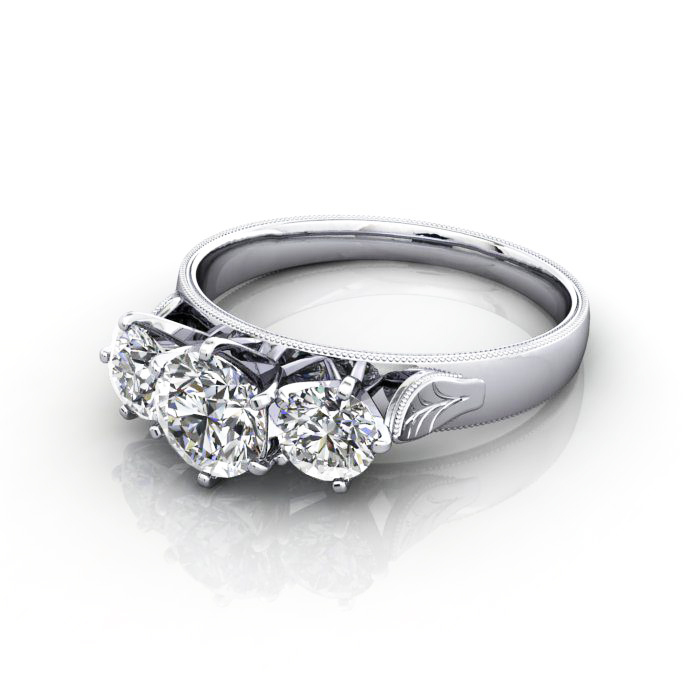 Round Brilliant Vintage Diamond Ring Platinum RV4 LF Round Brilliant Vintage Diamond Ring Platinum RV4 LF