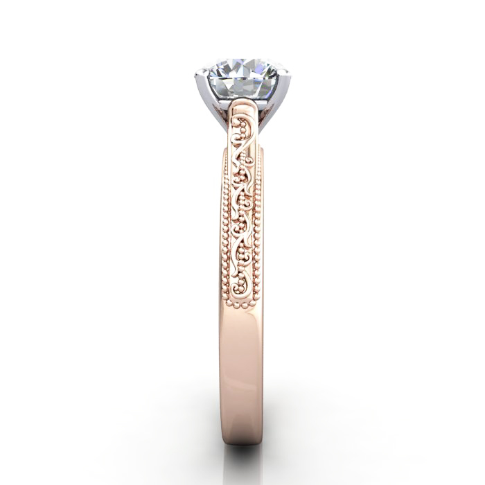 Round Brilliant Vintage Diamond Ring Rose Gold RV2 SV Round Brilliant Vintage Diamond Ring Rose Gold RV2 SV