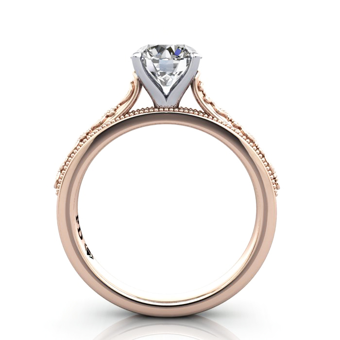 Round Brilliant Vintage Diamond Ring Rose Gold RV2 TF Round Brilliant Vintage Diamond Ring Rose Gold RV2 TF