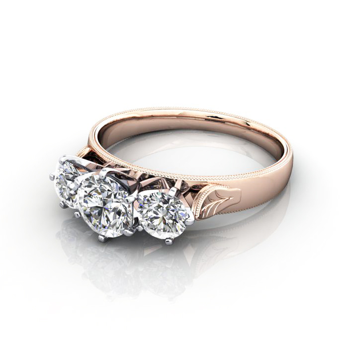 Round Brilliant Vintage Diamond Ring Rose Gold RV4 LF
