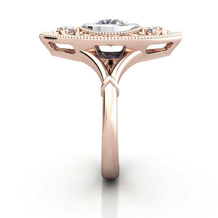 Round Brilliant Vintage Diamond Ring Rose Gold RV5 SV