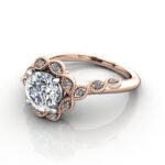 Round Brilliant Vintage Diamond Ring Rose Gold RV6 LF