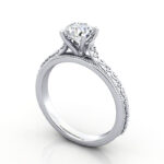Round Brilliant Vintage Diamond Ring White Gold RV2 3D Round Brilliant Vintage Diamond Ring White Gold RV2 3D