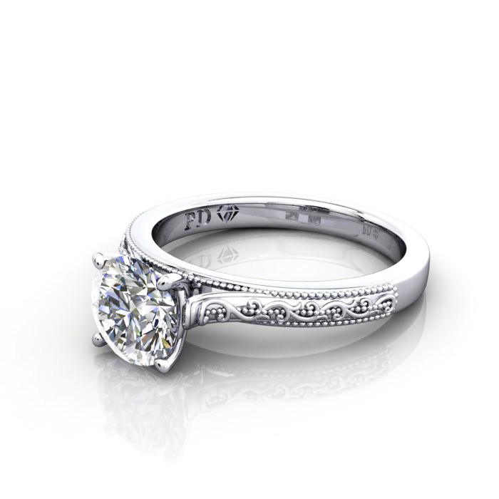 Round Brilliant Vintage Diamond Ring White Gold RV2 LF Round Brilliant Vintage Diamond Ring White Gold RV2 LF