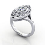 Round Brilliant Vintage Diamond Ring White Gold RV5 3D Round Brilliant Vintage Diamond Ring White Gold RV5 3D