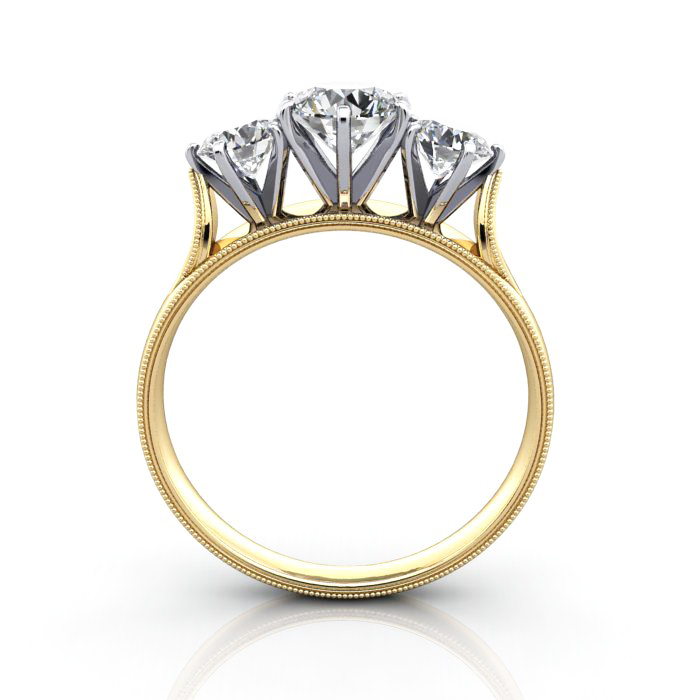 Round Brilliant Vintage Diamond Ring Yellow Gold RV4 TF