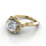 Round Brilliant Vintage Diamond Ring Yellow Gold RV6 LF