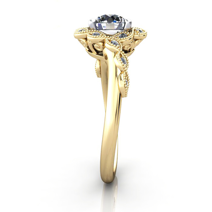 Round Brilliant Vintage Diamond Ring Yellow Gold RV6 SV