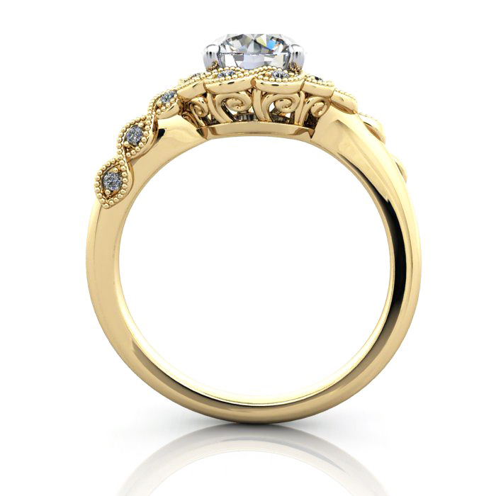 Round Brilliant Vintage Diamond Ring Yellow Gold RV6 TF
