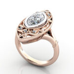 Thumb Marquise Cut Vintage Diamond Ring Rose Gold RV5 3D