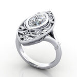 Thumb Marquise Cut Vintage Diamond Ring White Gold RV5 3D