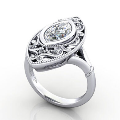 Thumb Marquise Cut Vintage Diamond Ring White Gold RV5 3D