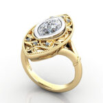 Thumb Marquise Cut Vintage Diamond Ring Yellow Gold RV5 3D