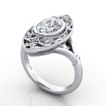 Thumb Oval Cut Vintage Diamond Ring Platinum RV5 3D