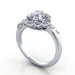 Thumb Oval Cut Vintage Diamond Ring White Gold RV6 3D