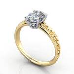 Thumb Oval Cut Vintage Diamond Ring Yellow Gold RV1 3D