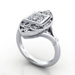 Thumb Princess Cut Vintage Diamond Ring Platinum RV5 3D